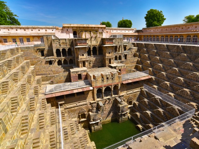 Chand Baori stepwell in Abhaneri, India, seen from above