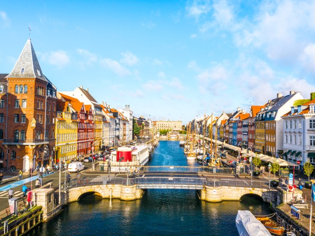 Nyhavn canal in Copenhagen, Denmark, seen from above