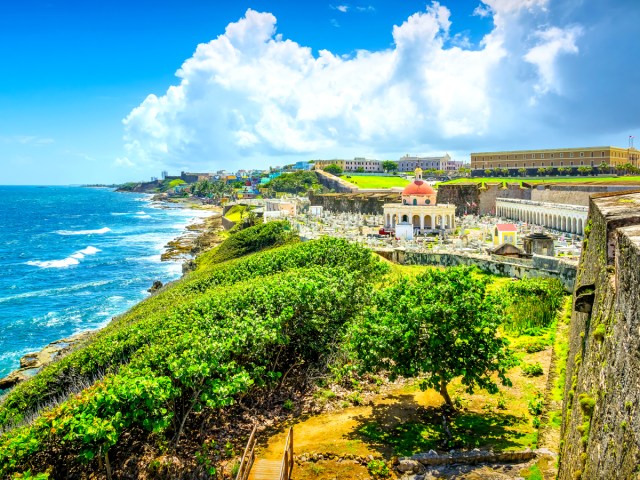 View of Old San Juan and Puerto Rico coastline