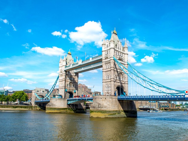 Tower Bridge over River Thames in London, England