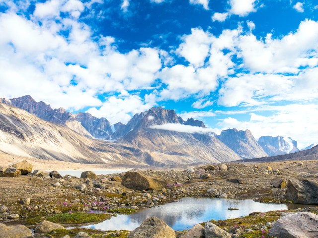 Rocky, mountainous landscapes of Auyuittuq National Park in Canada's Nunavut Territory