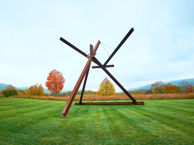 Outdoor sculpture on grassy field at Storm King Art Center in New York