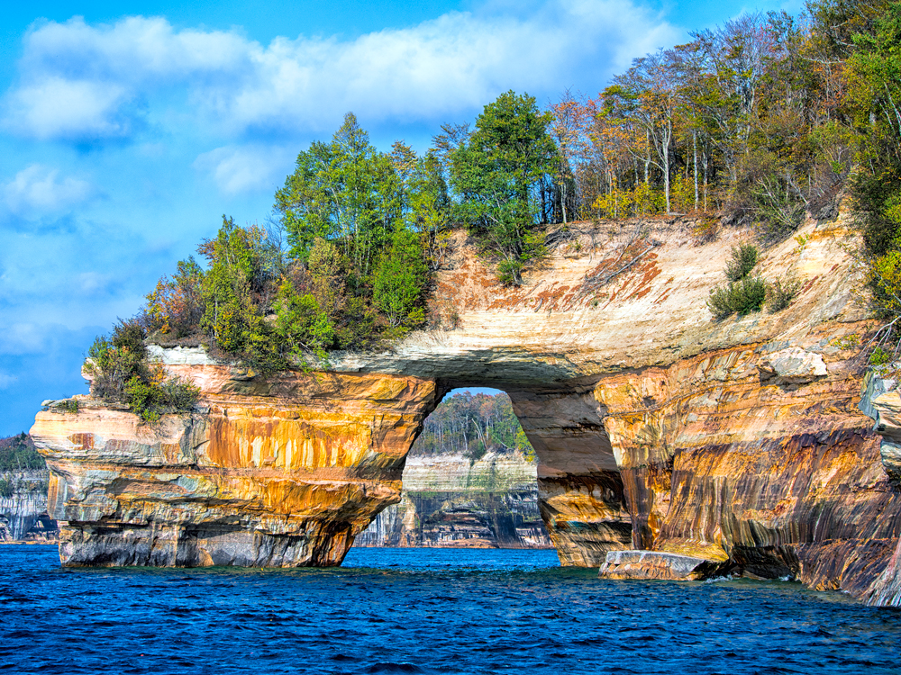 Natural archway in Pictured Rocks National Lakeshore in Michigan