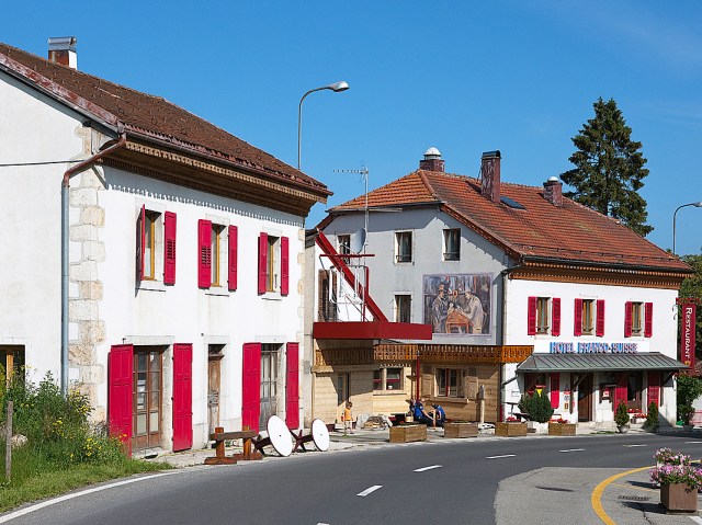 Street view of Hotel Arbez on border of France and Switzerland