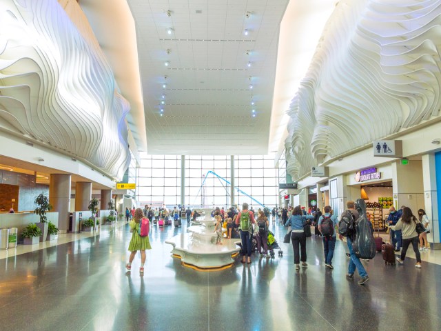 Passengers inside Salt Lake City International Airport