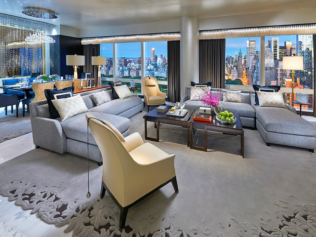 Suite 5000 at the Mandarin Oriental, New York, with views of Manhattan skyline
