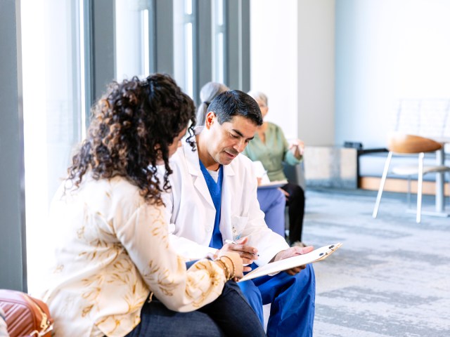 Patient speaking to doctor