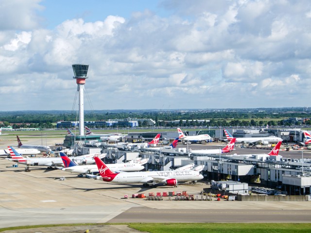 Overview of Terminal 3 at London Heathrow International Airport in England