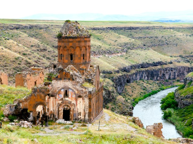 Abandoned church in Ani, Turkey, seen from above