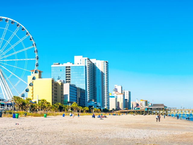 Ferris wheel and hotels along Myrtle Beach, South Carolina