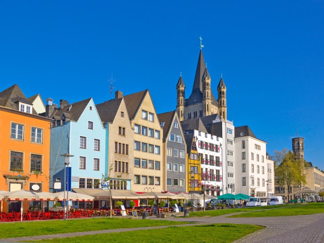 Colorful buildings in Cologne, Germany