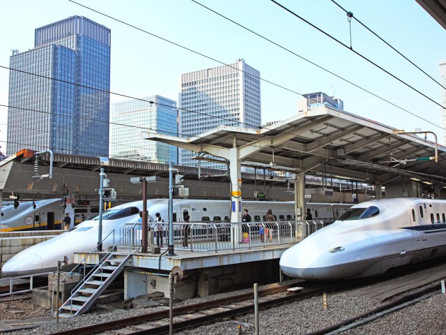 Bullet trains at station in Tokyo, Japan