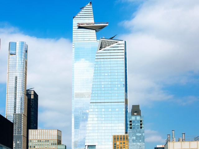 The Edge in New York City, surrounded by other skyscrapers