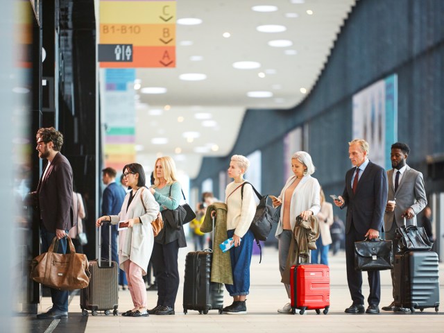 Passengers queuing at airport