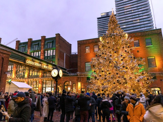 Marketgoers at the Distillery Winter Village in Toronto, Canada