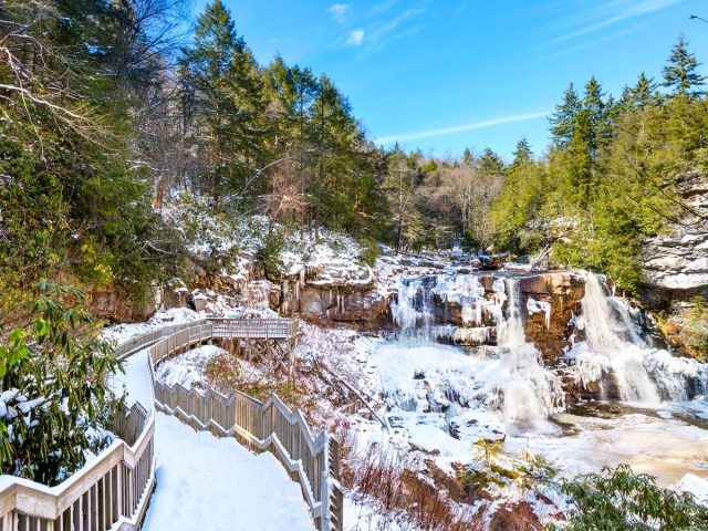 Frozen Blackwater Falls in West Virginia