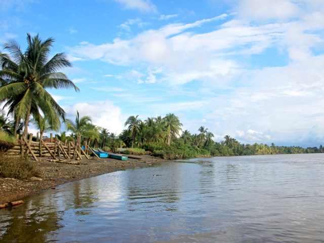 Fishing boats on beach in Esmeraldas, Ecuador