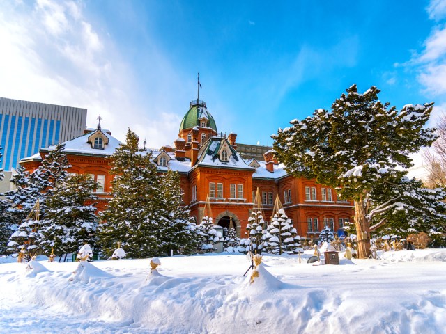 Former Hokkaido government offices during winter in Sapporo, Japan