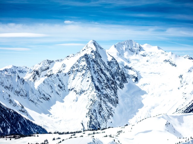 Snow-covered Mount Fidelity in British Columbia, Canada