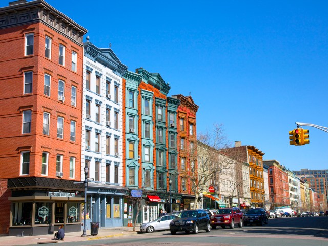 Apartments and storefronts in Hoboken, New Jersey