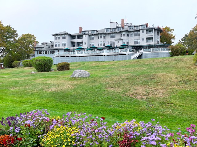 Resort building and grounds of Asticou Hotel near Acadia National Park, Maine