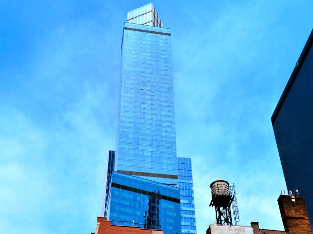 Glass facade of 1717 Broadway in New York City