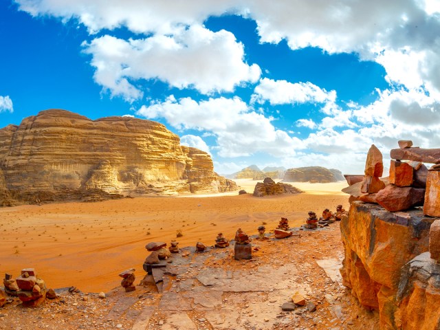 Reddish desert landscape of Wadi Rum in Jordan