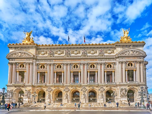 Grand exterior of Opéra Garnier in Paris, France