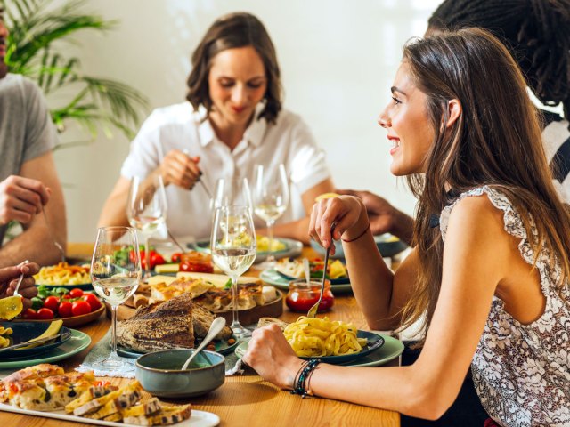 Group dining together