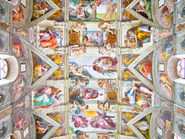 Michelangelo's fresco ceiling of the Sistine Chapel in Vatican City