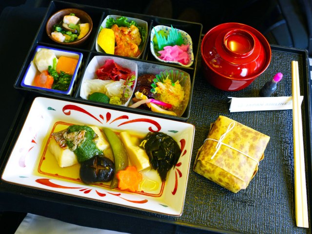 Japanese cuisine served on Japan Airlines