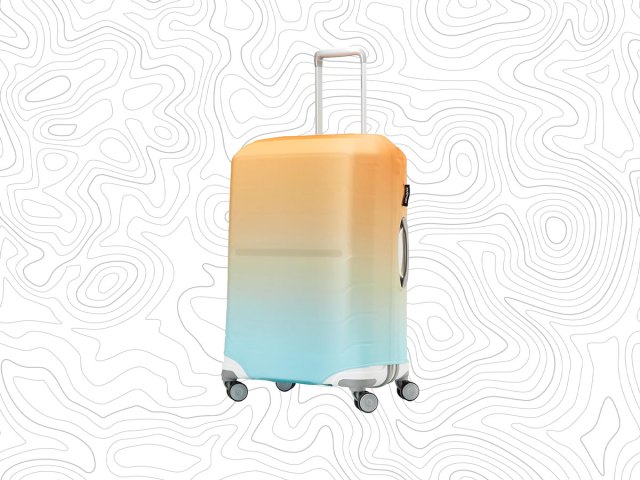 Suitcase with colorful cover