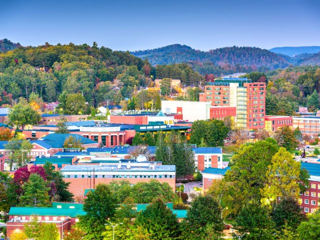 Aerial view of Boone, North Carolina