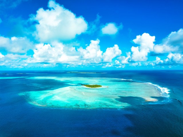 Aerial view of tropical island
