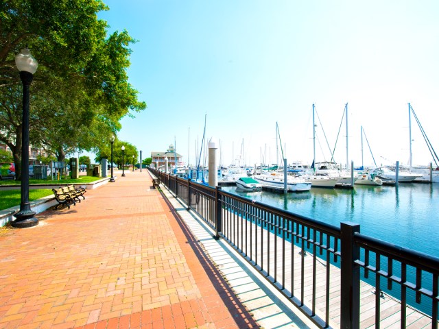 Boardwalk alongside marina in Pensacola, Florida