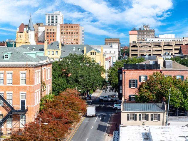 Aerial view of downtown Savannah, Georgia