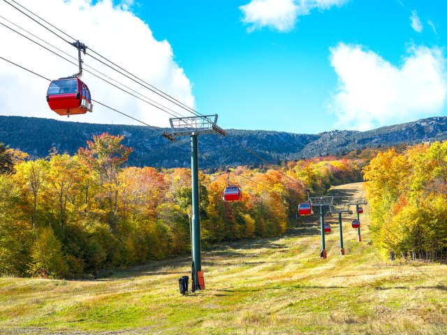 Chair lift in Stowe, Vermont, during fall