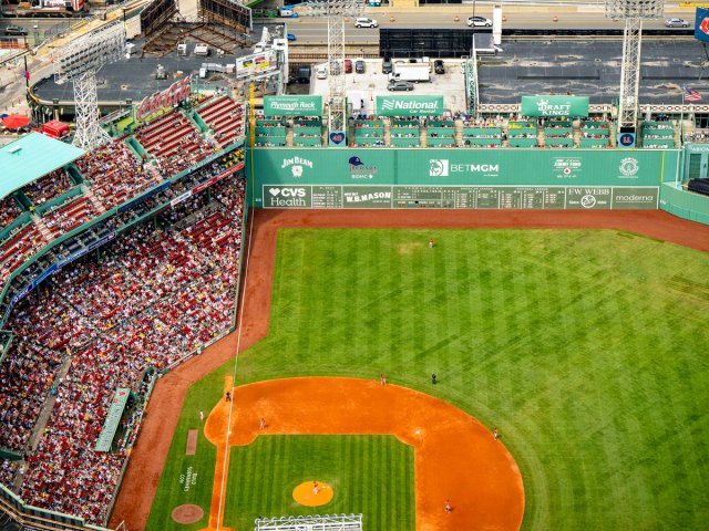 Aerial view of Fenway Park in Boston, Massachusetts