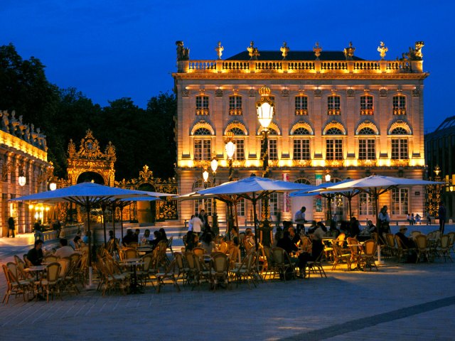 Place Stanislas in Lorraine, France, lit at night
