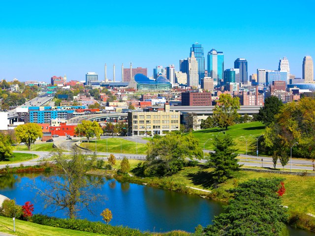 Aerial view of Kansas City skyline
