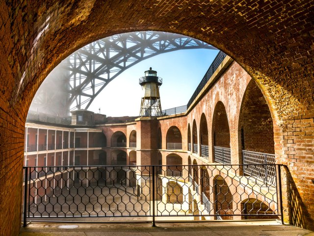 View inside Fort Point National Historic Site in San Francisco, California