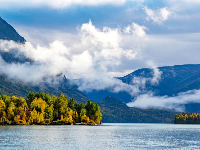 Lake in Alaska partially obscured by clouds