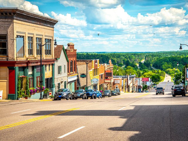 Main street in Crystal Falls, Michigan
