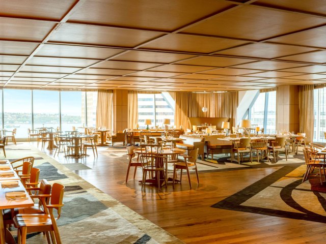 Restaurant with views of Seattle skyline at the Lotte Hotel