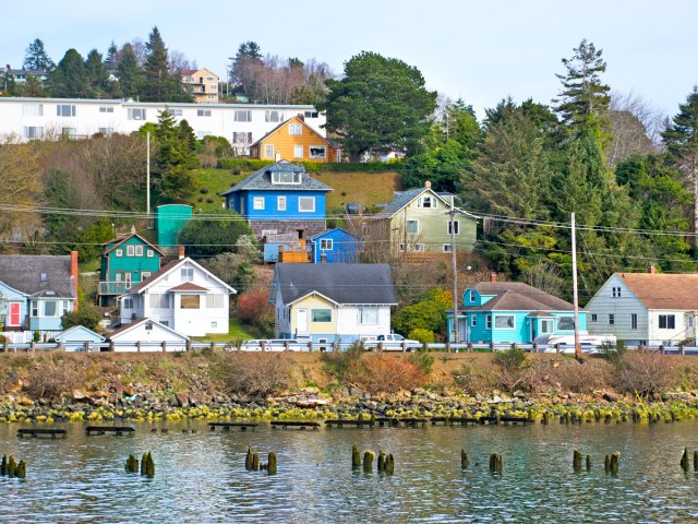 Waterfront buildings in Astoria, Oregon