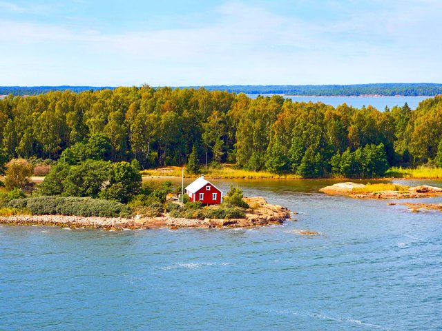 Aerial view of cottage in Finland's Aland Islands