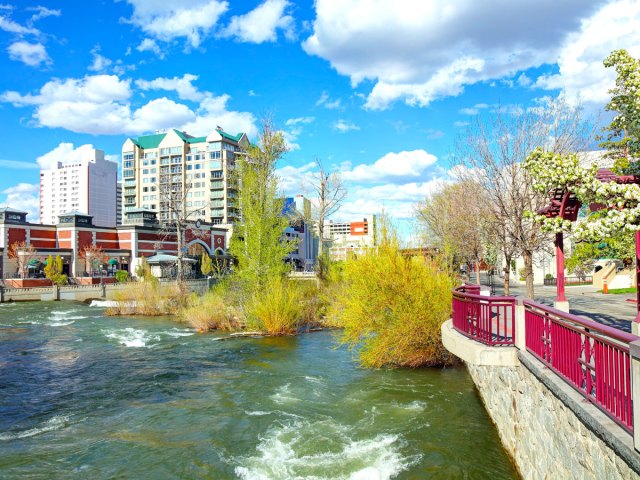 Walkway beside Truckee River in Reno, Nevada