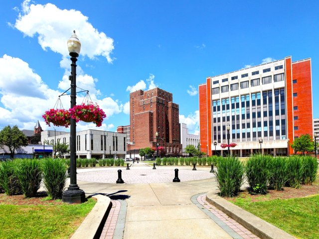 Public plaza in Bridgeport, Connecticut