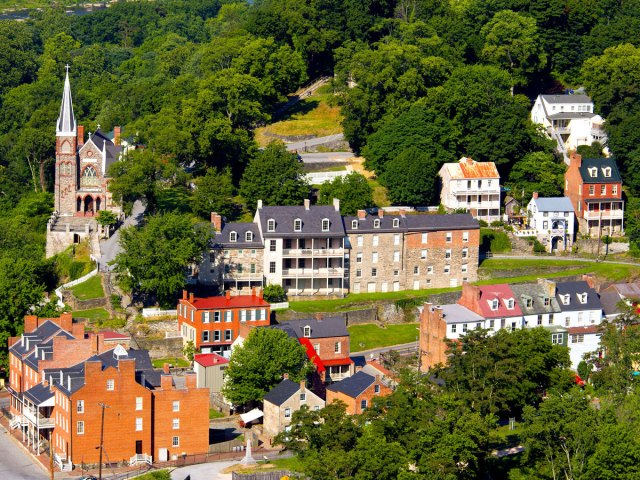 Aerial view of Harpers Ferry, West Virginia