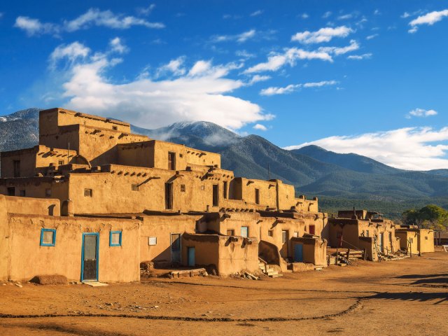 Adobe buildings of Taos Pueblo, New Mexico
